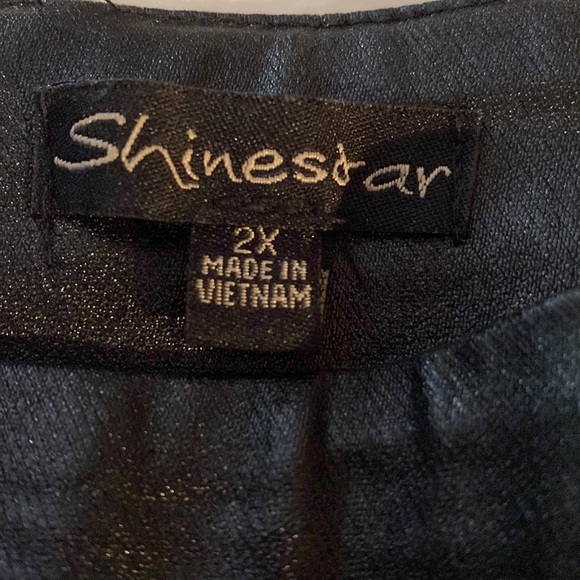 EUC SHINESTAR Faux Leather Shiny Stretchy Black Leggings High Waist Plus Sz 2X - Picture 9 of 14